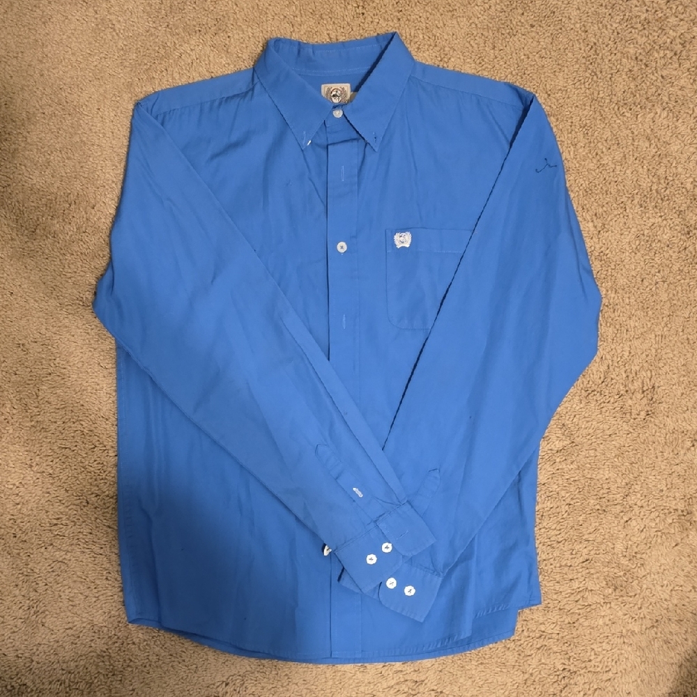 Cinch Boys Vibrant Blue Button Down Shirt, XXL, Western, Cowboy